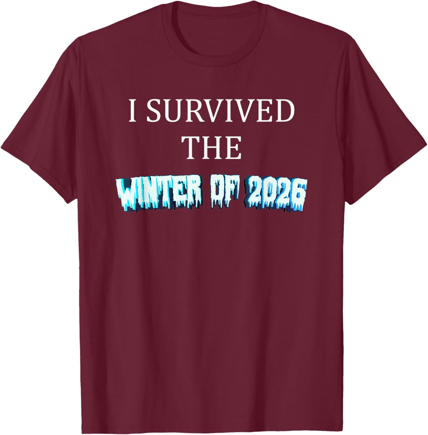I Survived The Winter of 2026 Blizzard Frozen Snow Storm T-Shirt - T-Shirt | Maroon