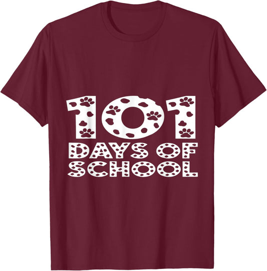 Happy 101 Days School Cute Dog 100 Days Smarter Student Kids T-Shirt - T-Shirt | Maroon