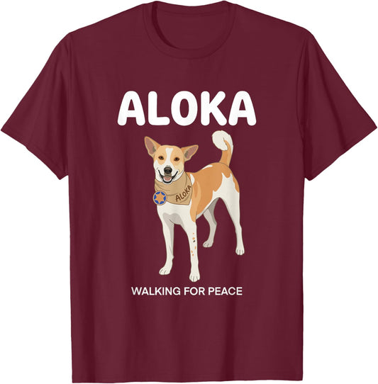 Aloka The Peace Dog Walking for Peace 2026 Buddhist Monk T-Shirt - T-Shirt | Maroon