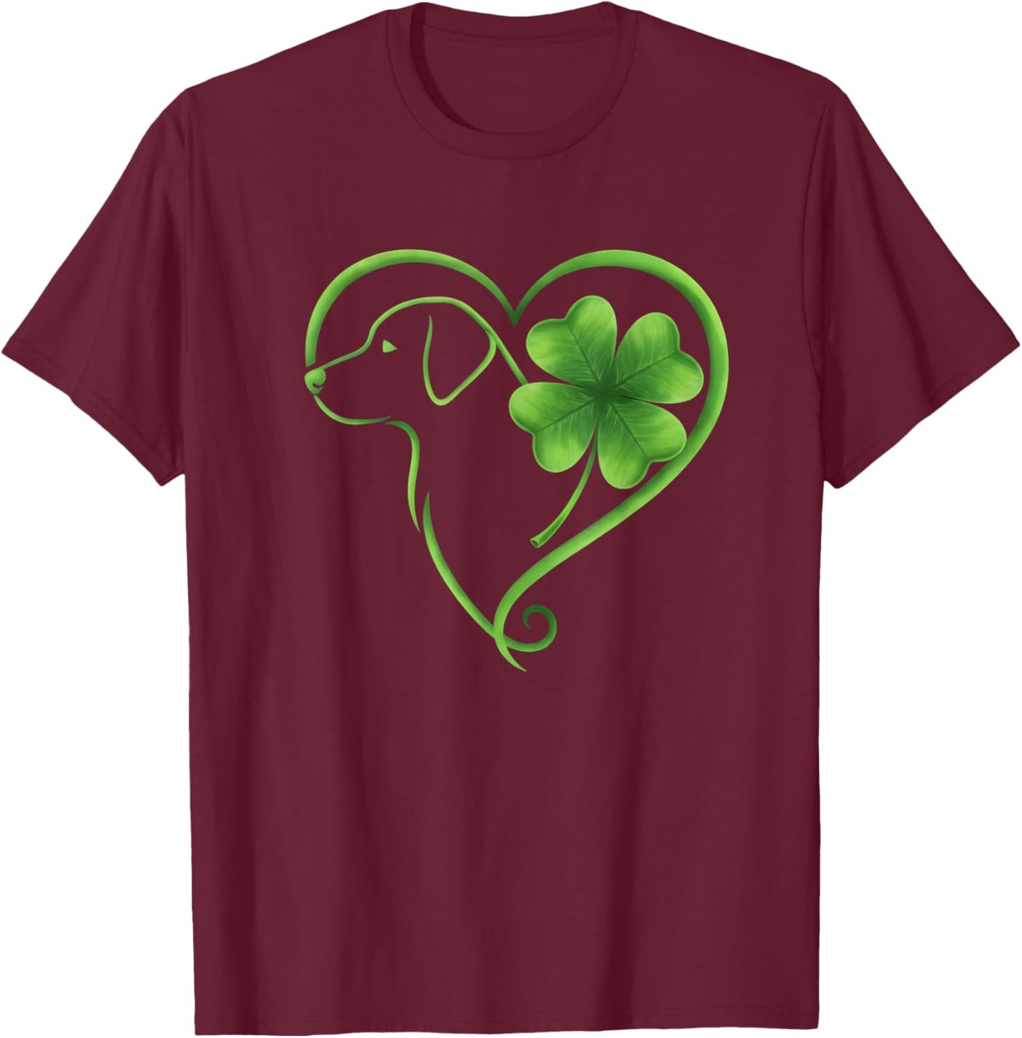 Labrador Retriever Shamrock Heart St Patricks Day Women Men T-Shirt - T-Shirt | Maroon