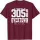 305 Miami FL Overtown Black Wall Street Era Varsity T-Shirt - T-Shirt | Maroon