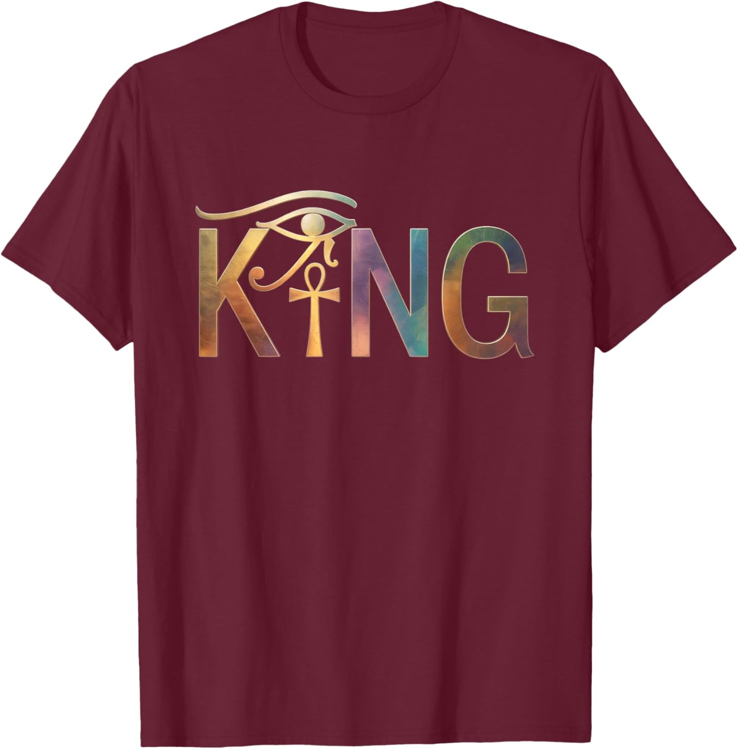 Black King Kemetic Ankh African Pride T-Shirt - T-Shirt | Maroon