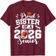 Proud Sister of A 2026 Senior Football Graduation T-Shirt - T-Shirt | Maroon