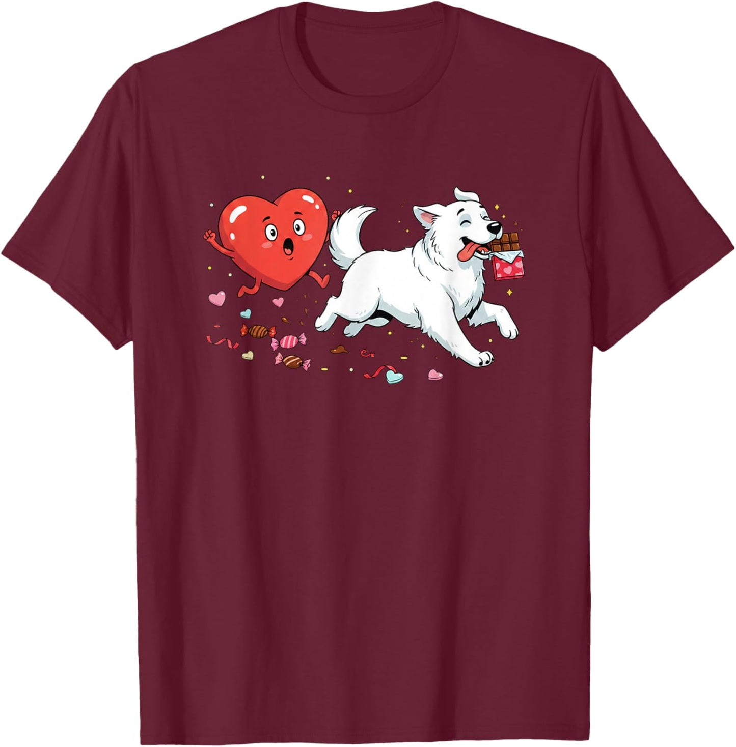 Funny Great Pyrenees Heart Valentine Dog Kids T-Shirt - T-Shirt | Maroon
