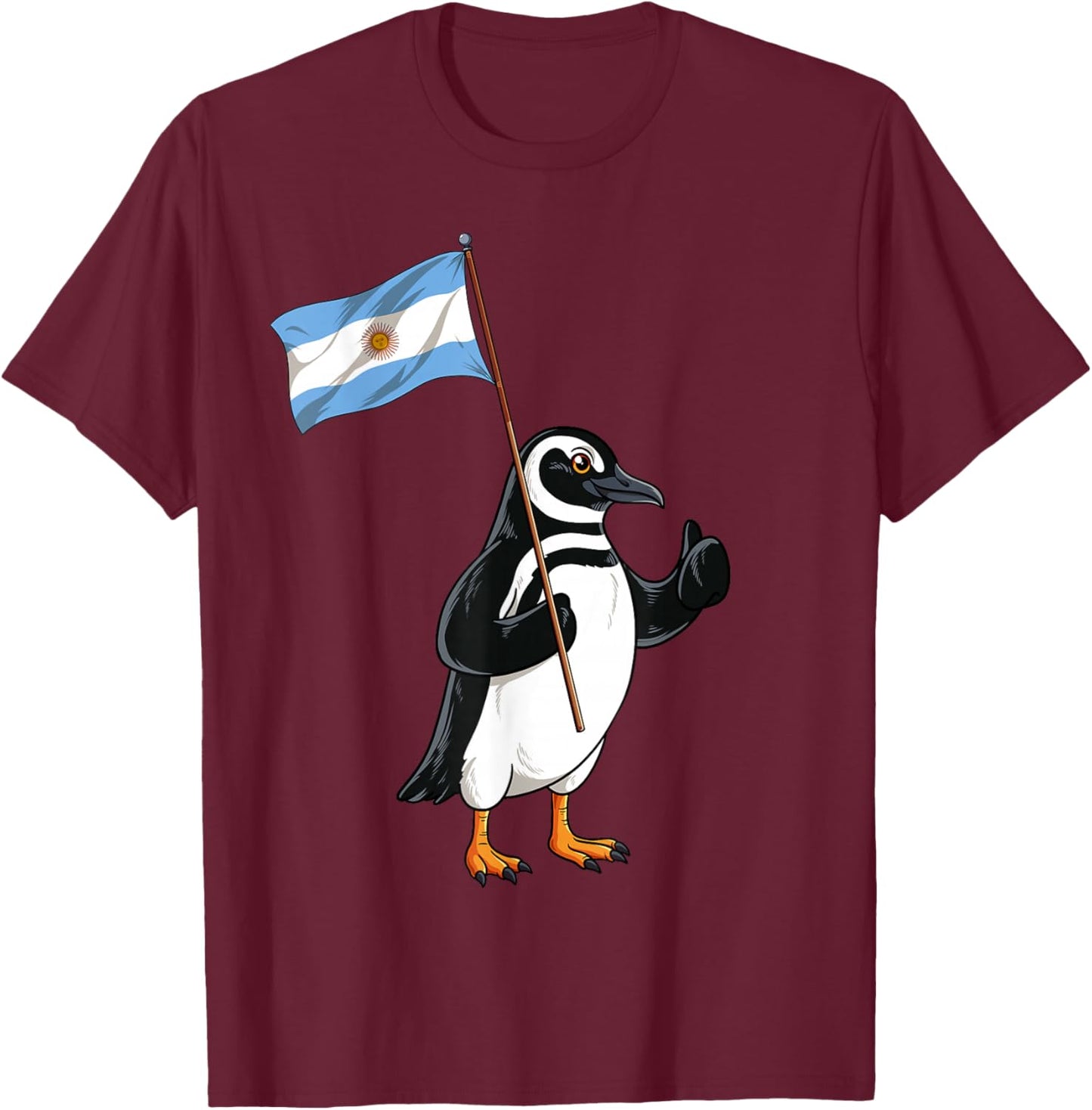 Magellanic Penguin Argentina Flag T-Shirt - T-Shirt | Maroon