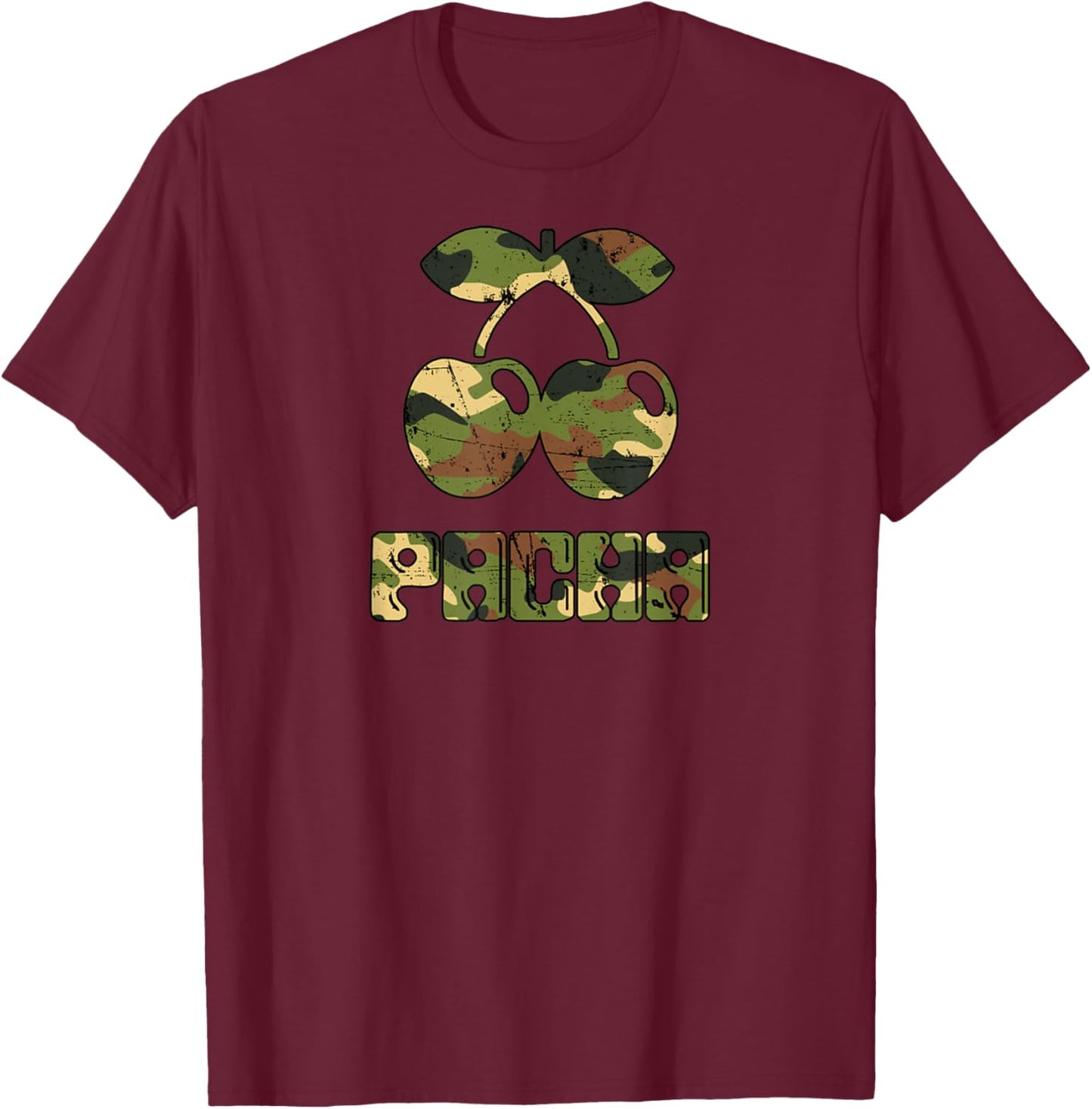 Pacha Ibiza Retro Military Design Vintage Cool 1980's Style T-Shirt - T-Shirt | Maroon