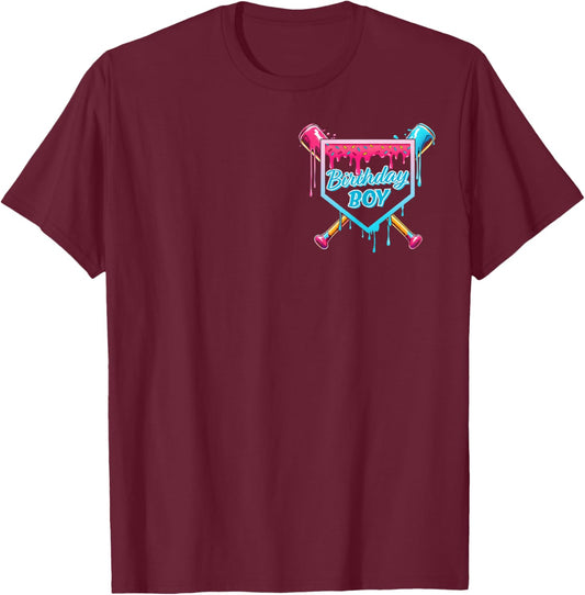 Baseball 11 Year Old Ice Cream Drip 11th Birthday Boys T-Shirt - T-Shirt | Maroon