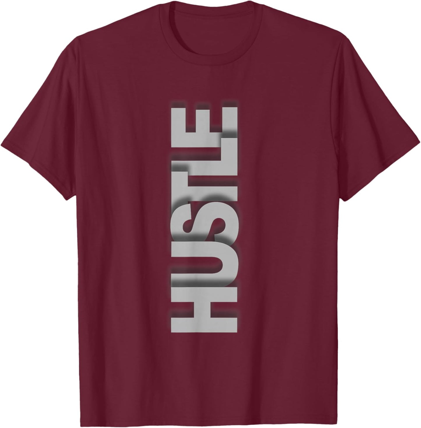 Grey Hustle Monochrome Color Graphic T-Shirt - T-Shirt | Maroon