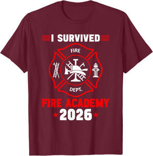 Fire Academy Graduation 2026 Badge Future Firefighter T-Shirt - T-Shirt | Maroon