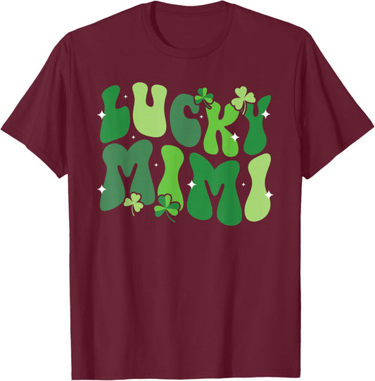 Lucky Mimi St. Patrick's Day Mimi Grandma Shamrock T-Shirt - T-Shirt | Maroon