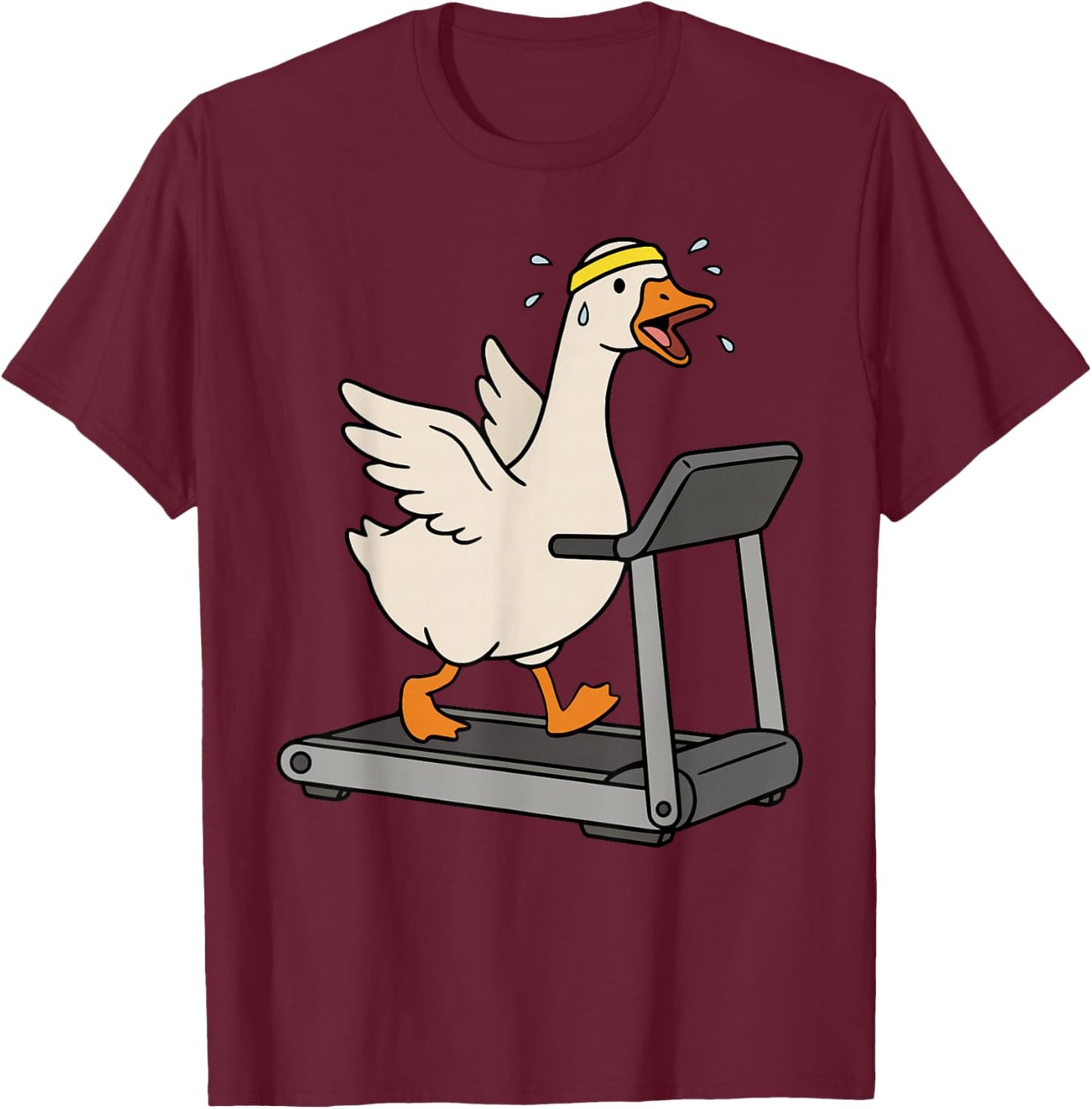Funny Silly Goose Treadmill Workout Gym Cardio Fitness Humor T-Shirt - T-Shirt | Maroon