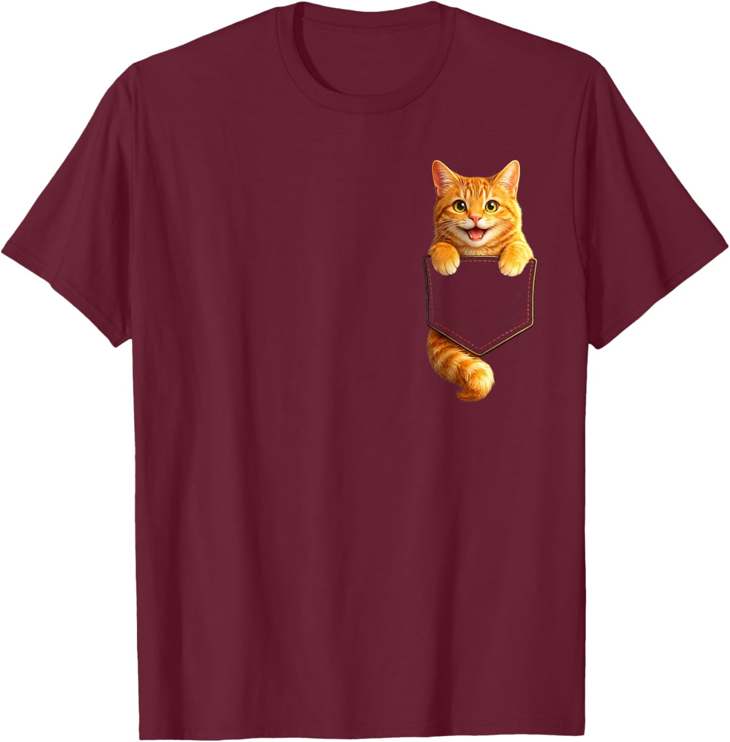 Cute Orange Pocket Kitty Funny Cat Lover Design T-Shirt - T-Shirt | Maroon