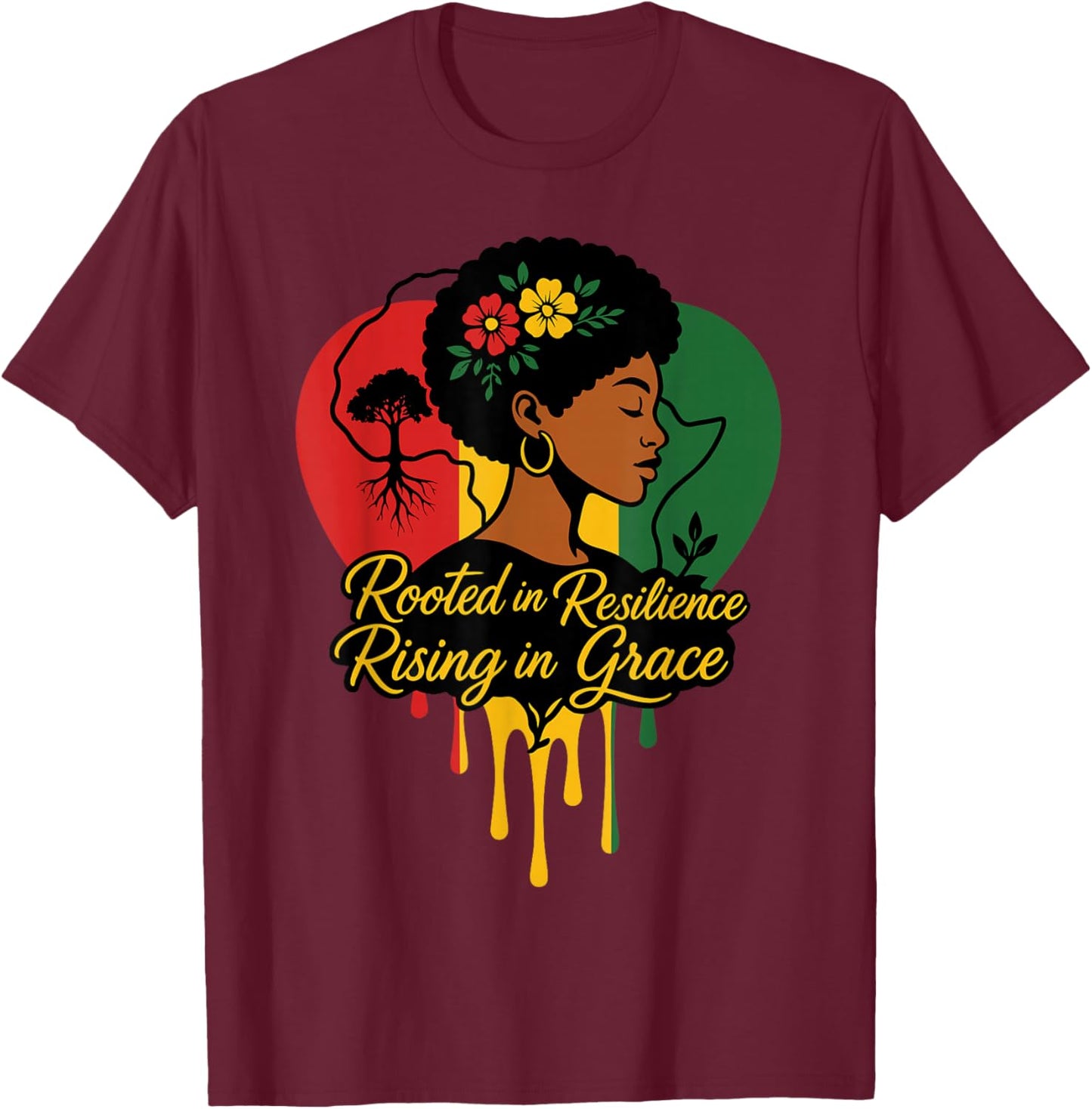 Black History Month Heritage African American Black mom T-Shirt - T-Shirt | Maroon