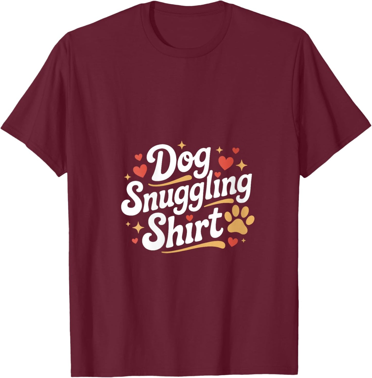 Dog Snuggling V-Neck T-Shirt - T-Shirt | Maroon