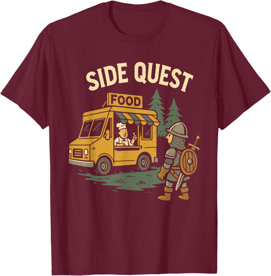 Funny Gamer Food Truck Humor RPG Meme Fantasy Gaming Knight T-Shirt - T-Shirt | Maroon
