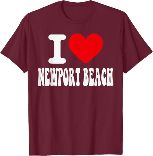 I Love Newport Beach California Heart Souvenir CA City Pride T-Shirt - T-Shirt | Maroon