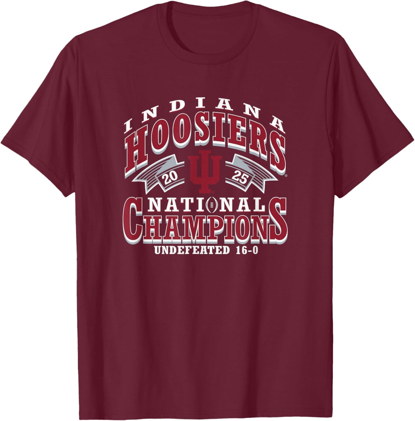 Indiana Hoosiers National Champs 2025 Football CFP Black T-Shirt - T-Shirt | Maroon