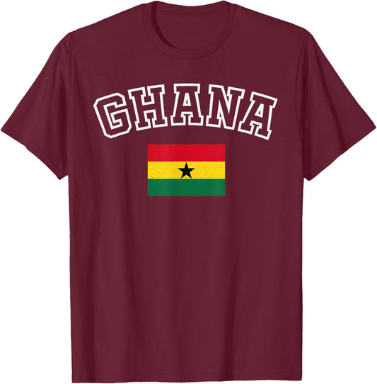 Ghana Flag Vintage Distressed Retro Heritage Design T-Shirt - T-Shirt | Maroon