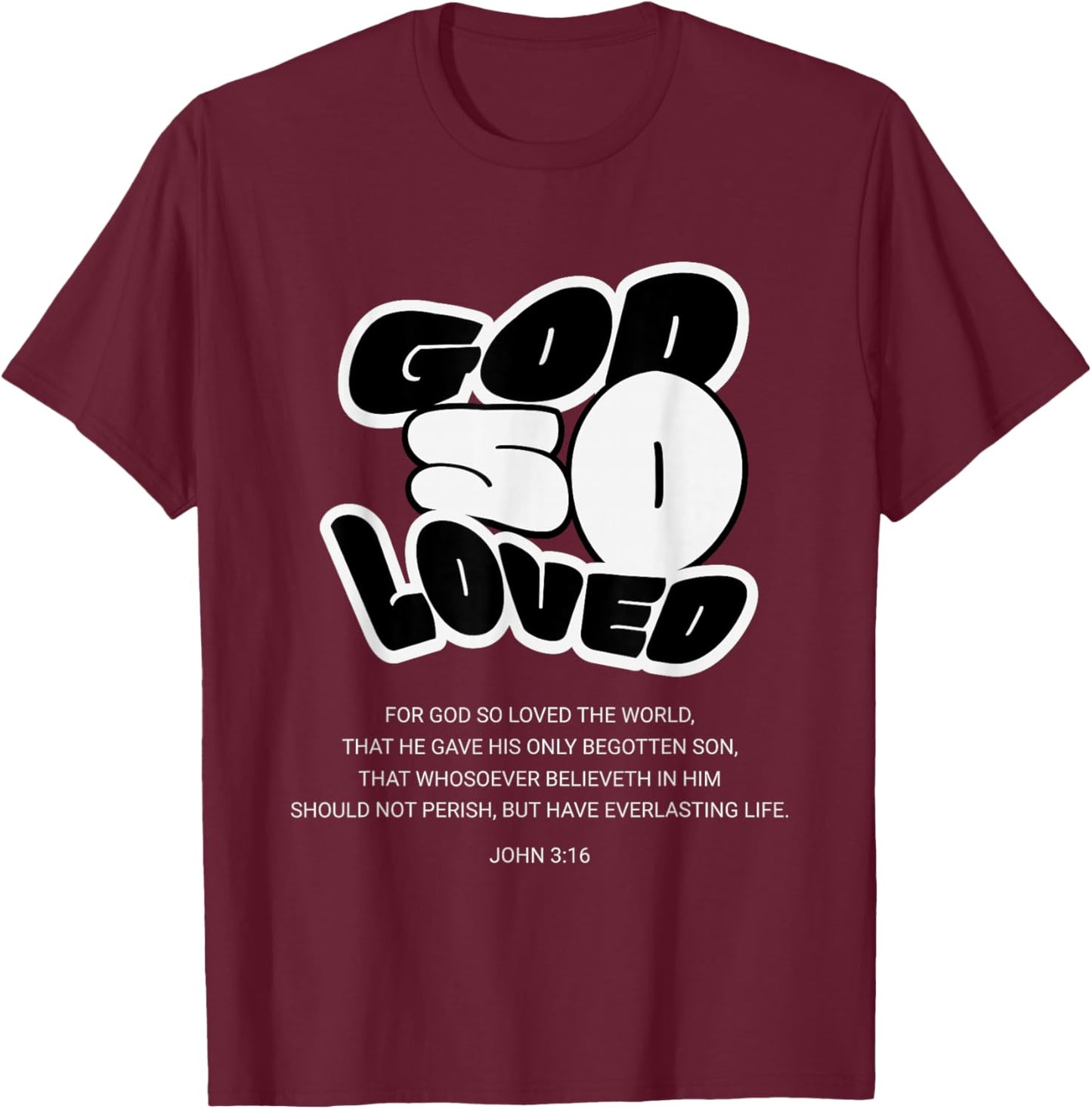 God So Loved John 3:16 Groovy Christian Verse Women Men Kids T-Shirt - T-Shirt | Maroon