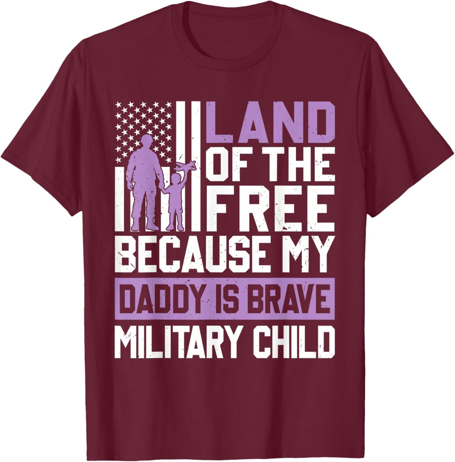 Purple Up for Military Kids USA Flag Military Child Month T-Shirt - T-Shirt | Maroon