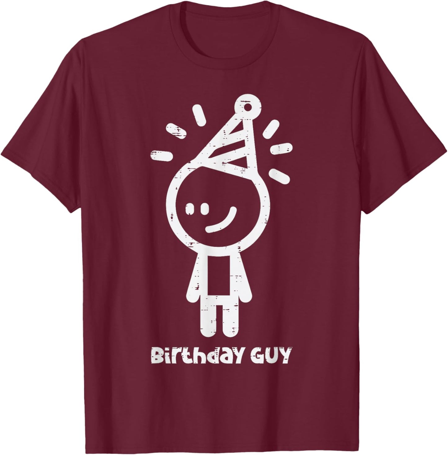 Stickman Birthday Guy Funny Sitck Man Party Men Boys Kids T-Shirt - T-Shirt | Maroon