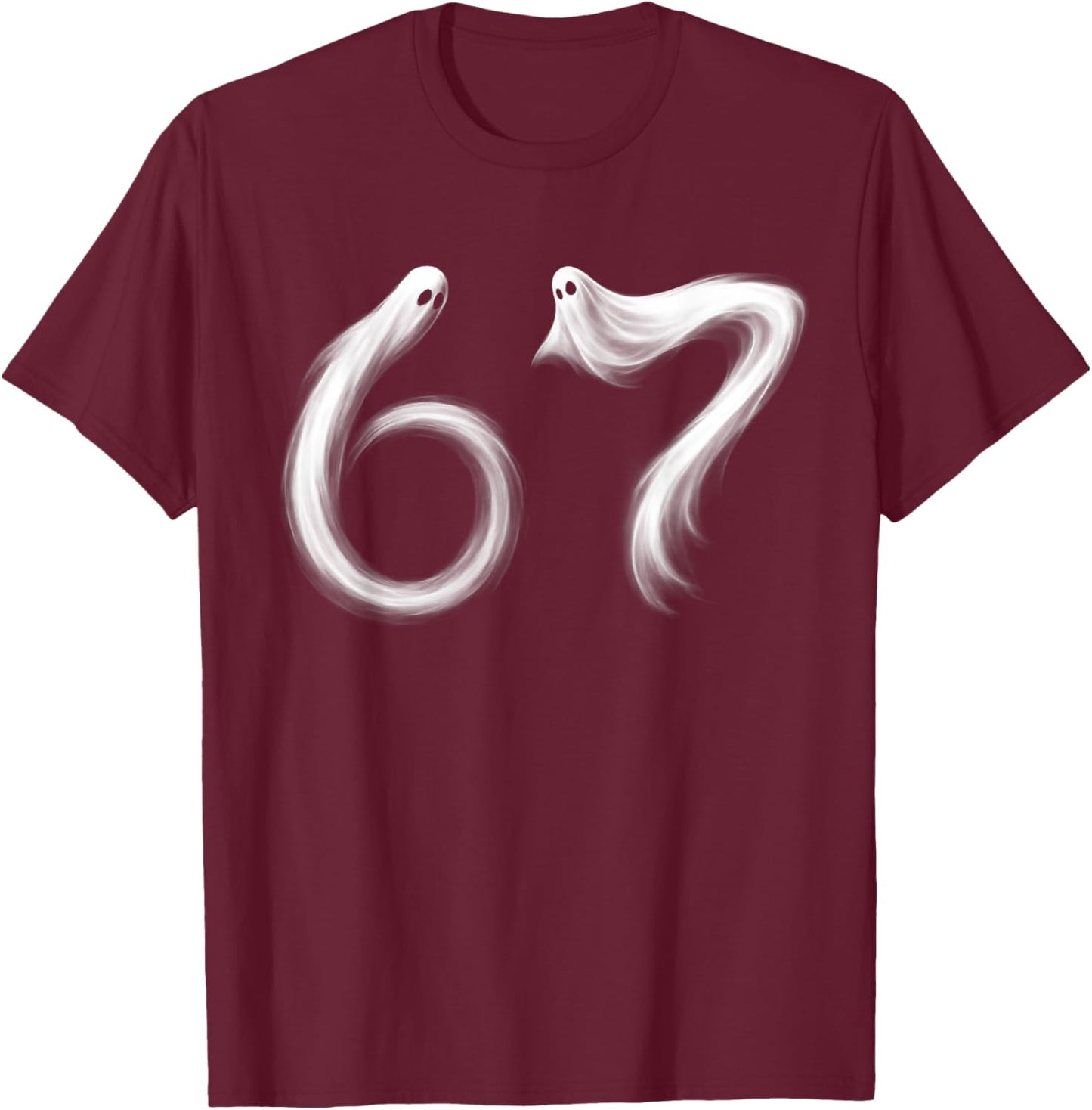 Funny Six Seven 6 7 Meme 67 Design Ghost Halloween Costume T-Shirt - T-Shirt | Maroon