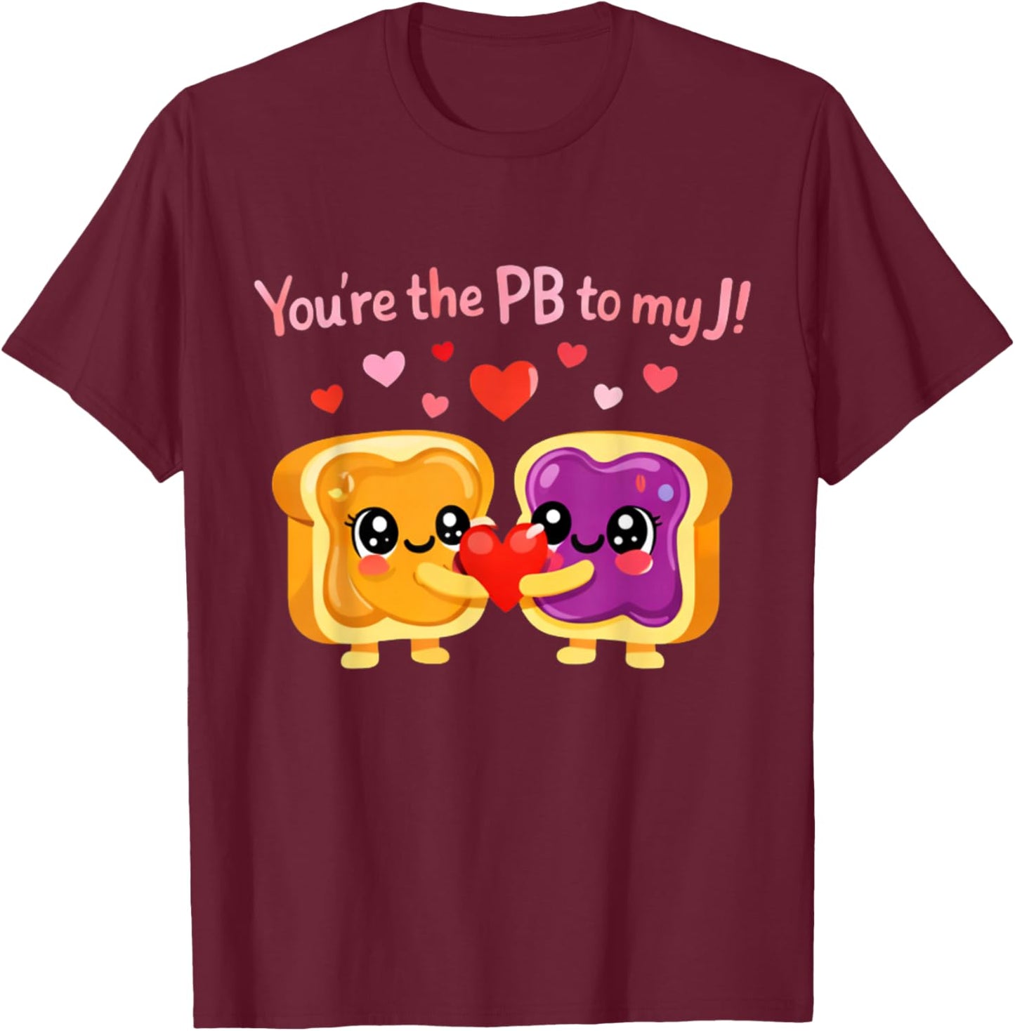 Funny Peanut Butter Jelly Couple Valentine Cute Food Love T-Shirt - T-Shirt | Maroon