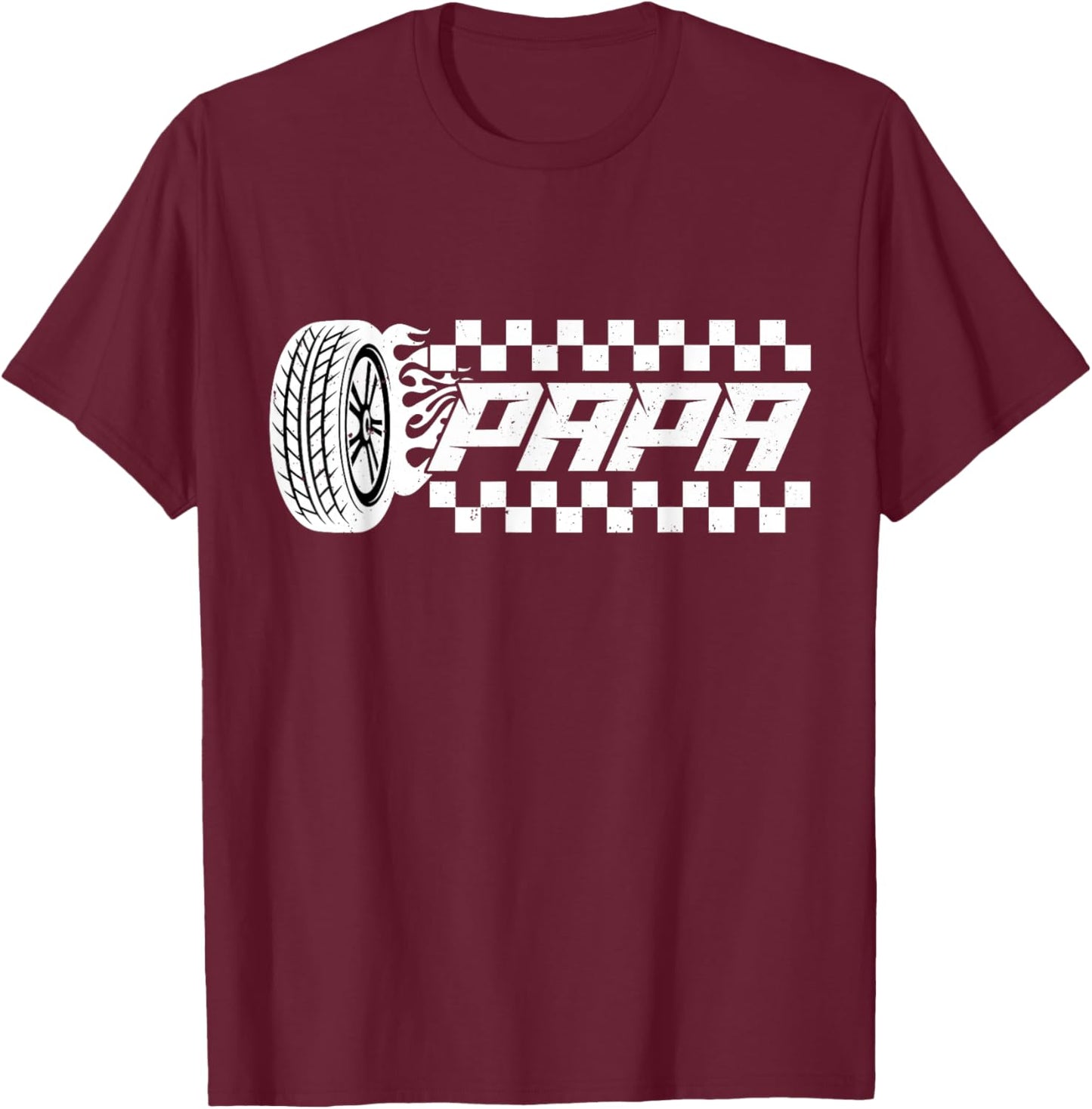 Papa Pit Crew Family Racing Birthday Race Car T-Shirt - T-Shirt | Maroon