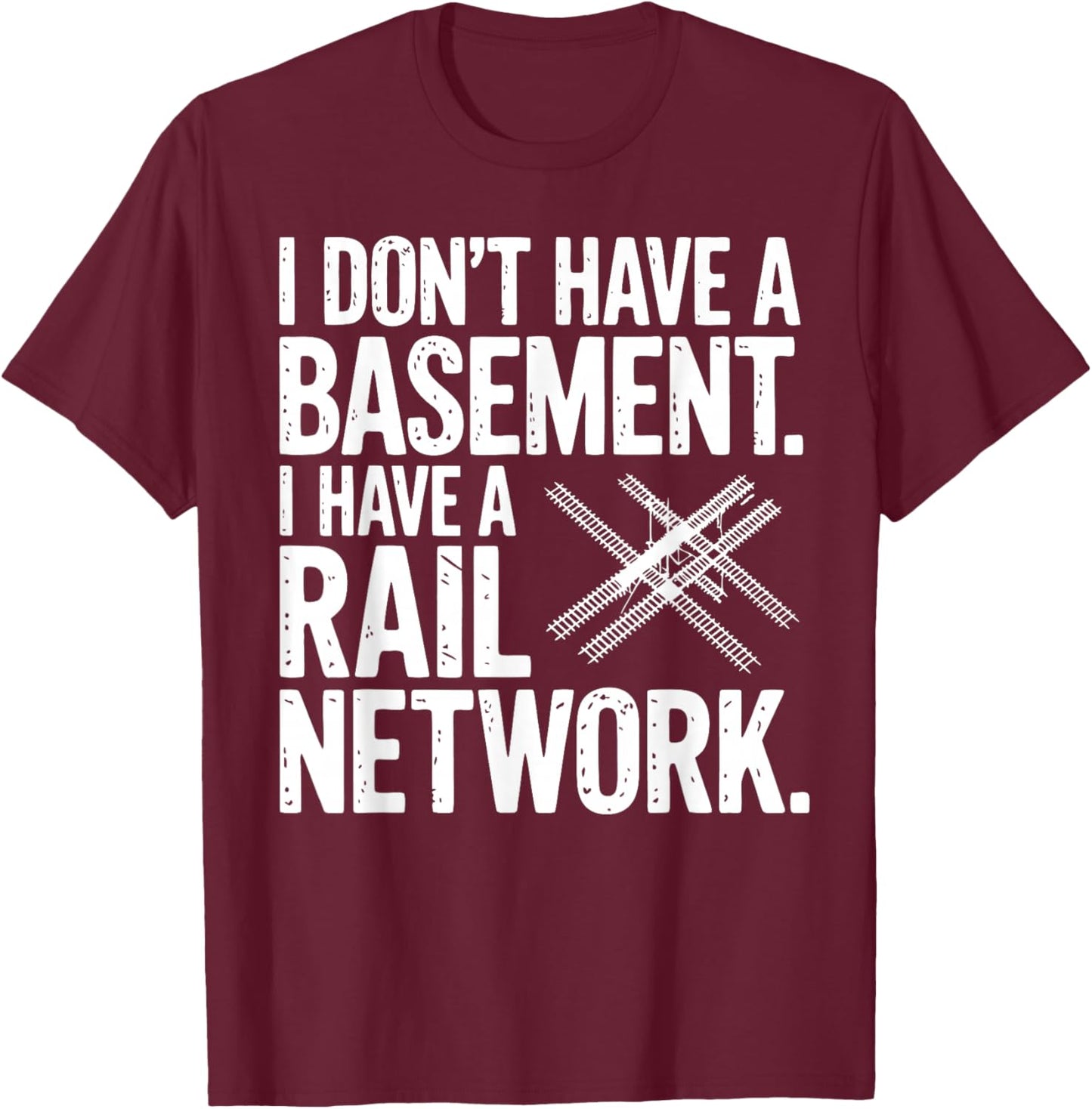 Funny Miniature Railroad Rail Network Model Train T-Shirt - T-Shirt | Maroon