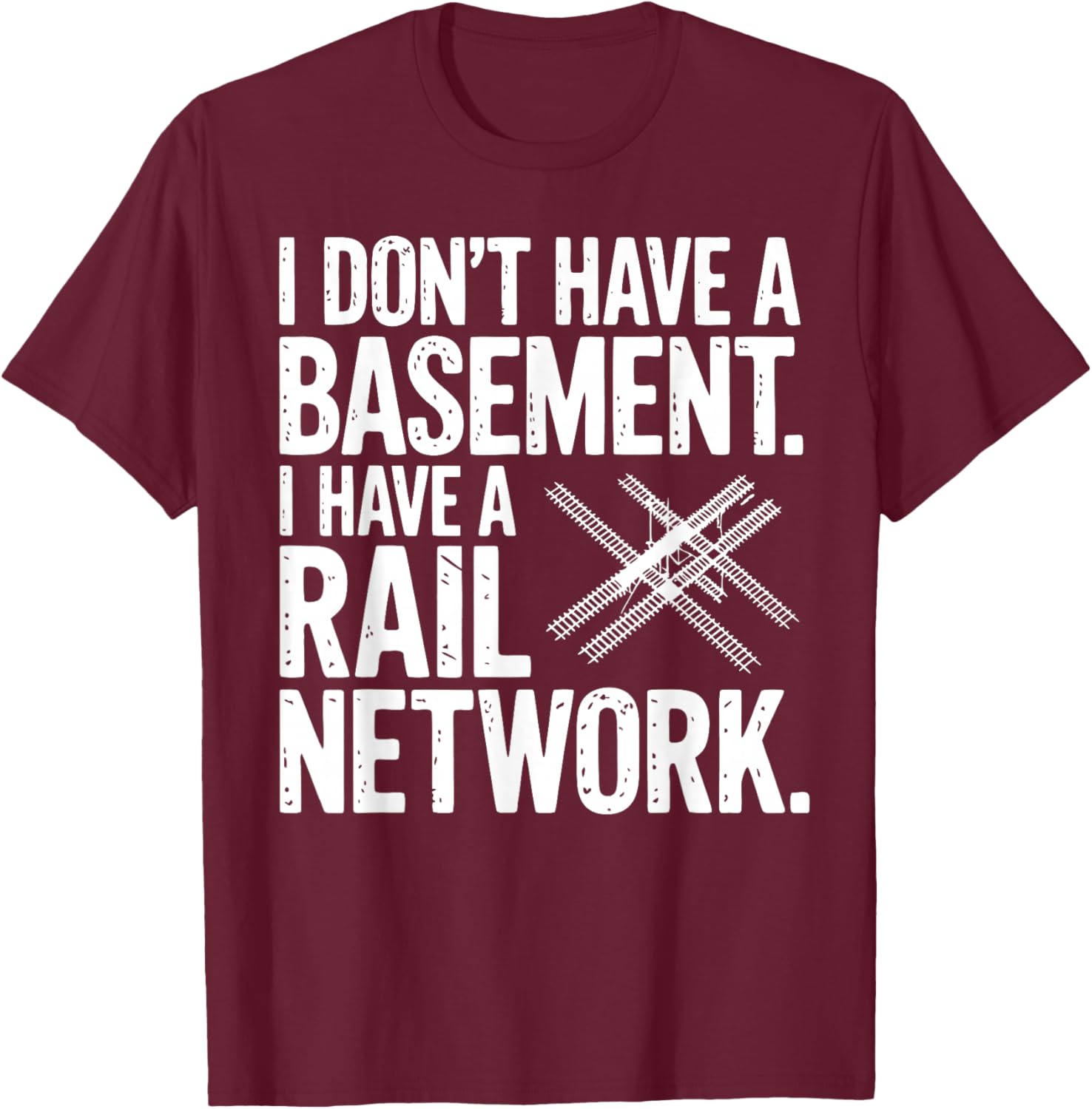 Funny Miniature Railroad Rail Network Model Train T-Shirt - T-Shirt | Maroon
