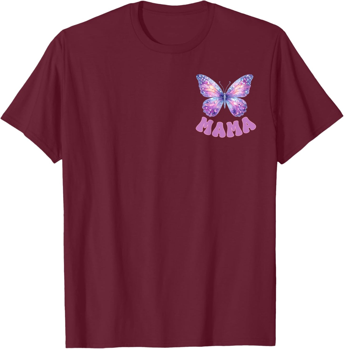 Mama of The Birthday Girl Butterfly Party Matching Family T-Shirt - T-Shirt | Maroon