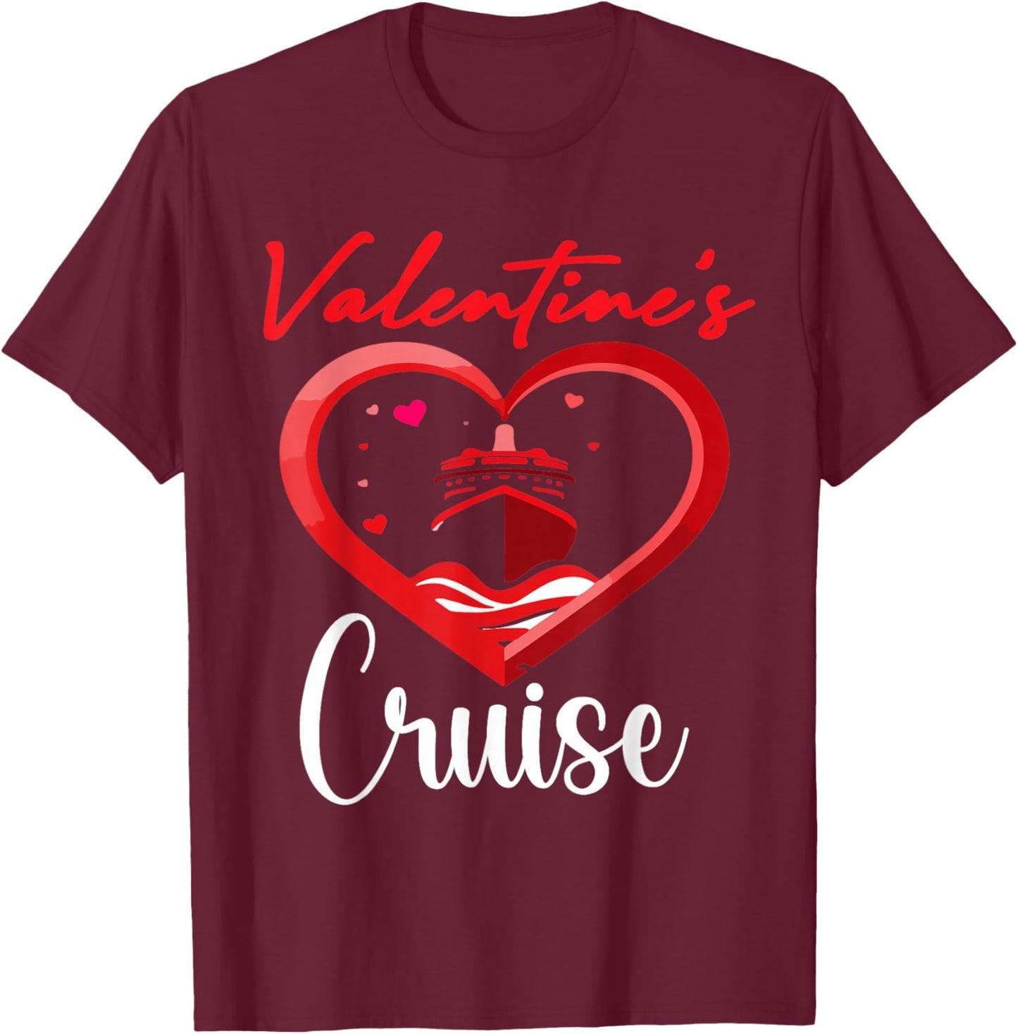 Funny Cruise Love Squad Valentine’s Day Vacation T-Shirt - T-Shirt | Maroon