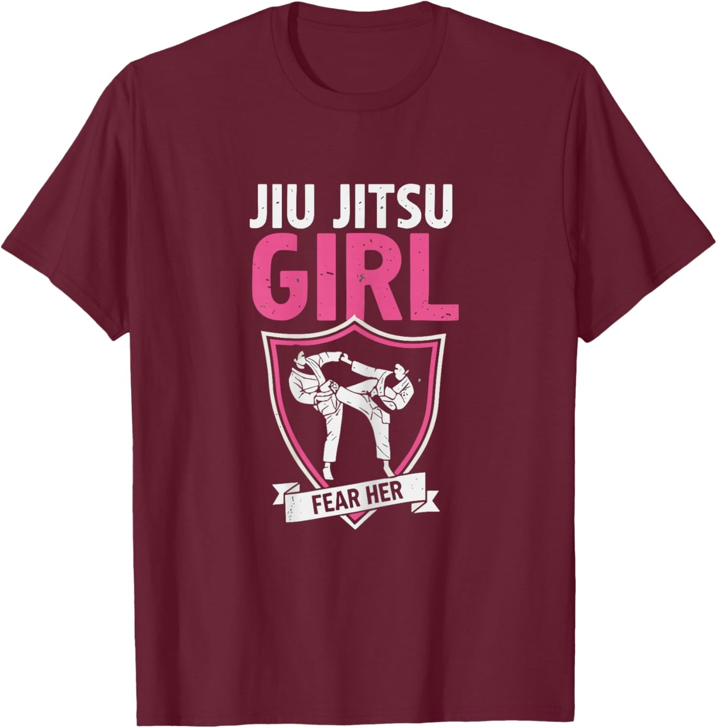 Brazilian Jiu Jitsu Shirt, Funny BJJ Roll Like a Girl T-Shirt - T-Shirt | Maroon