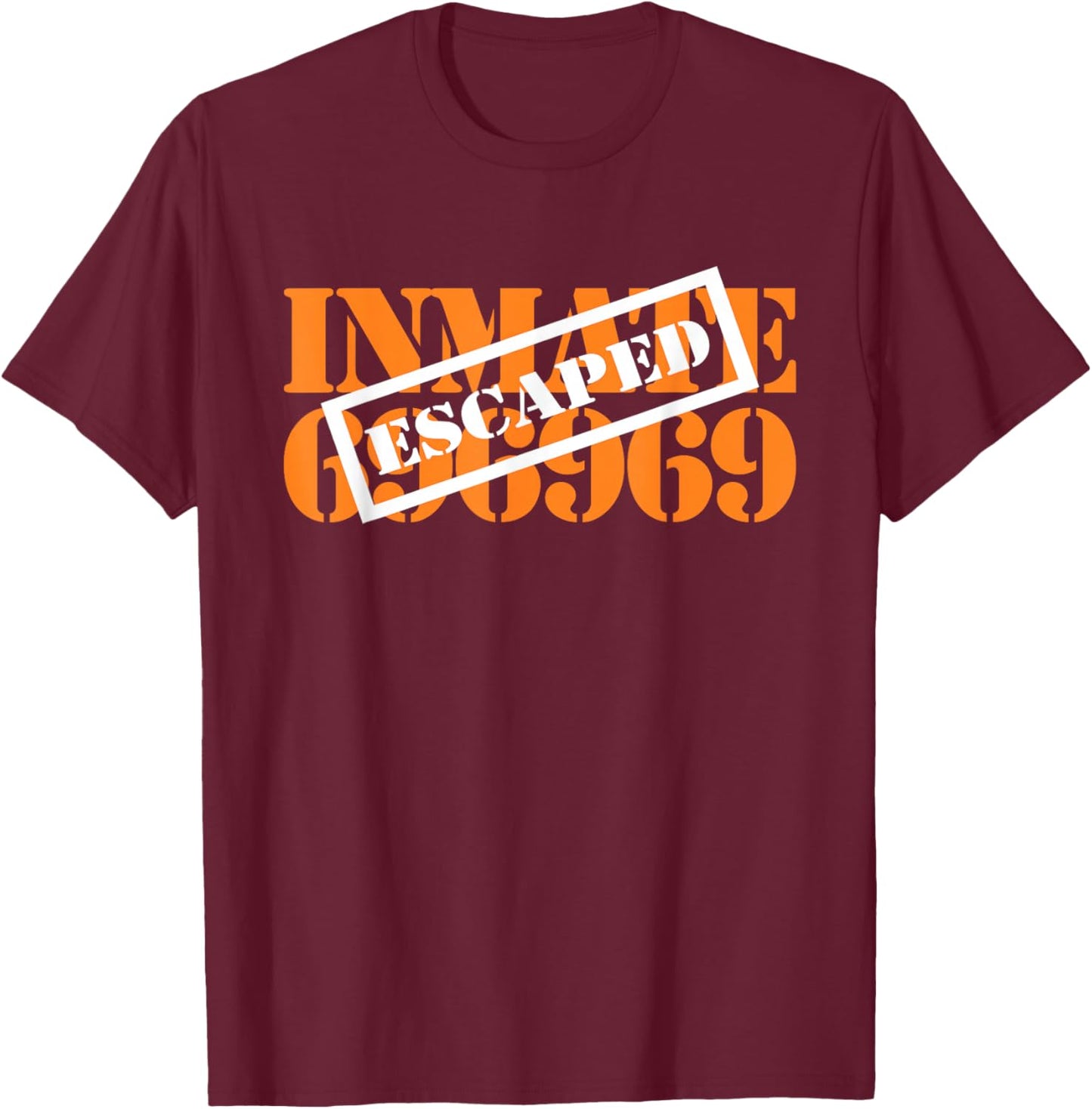 Orange State Prison Inmate County Jail Halloween Costume T-Shirt - T-Shirt | Maroon