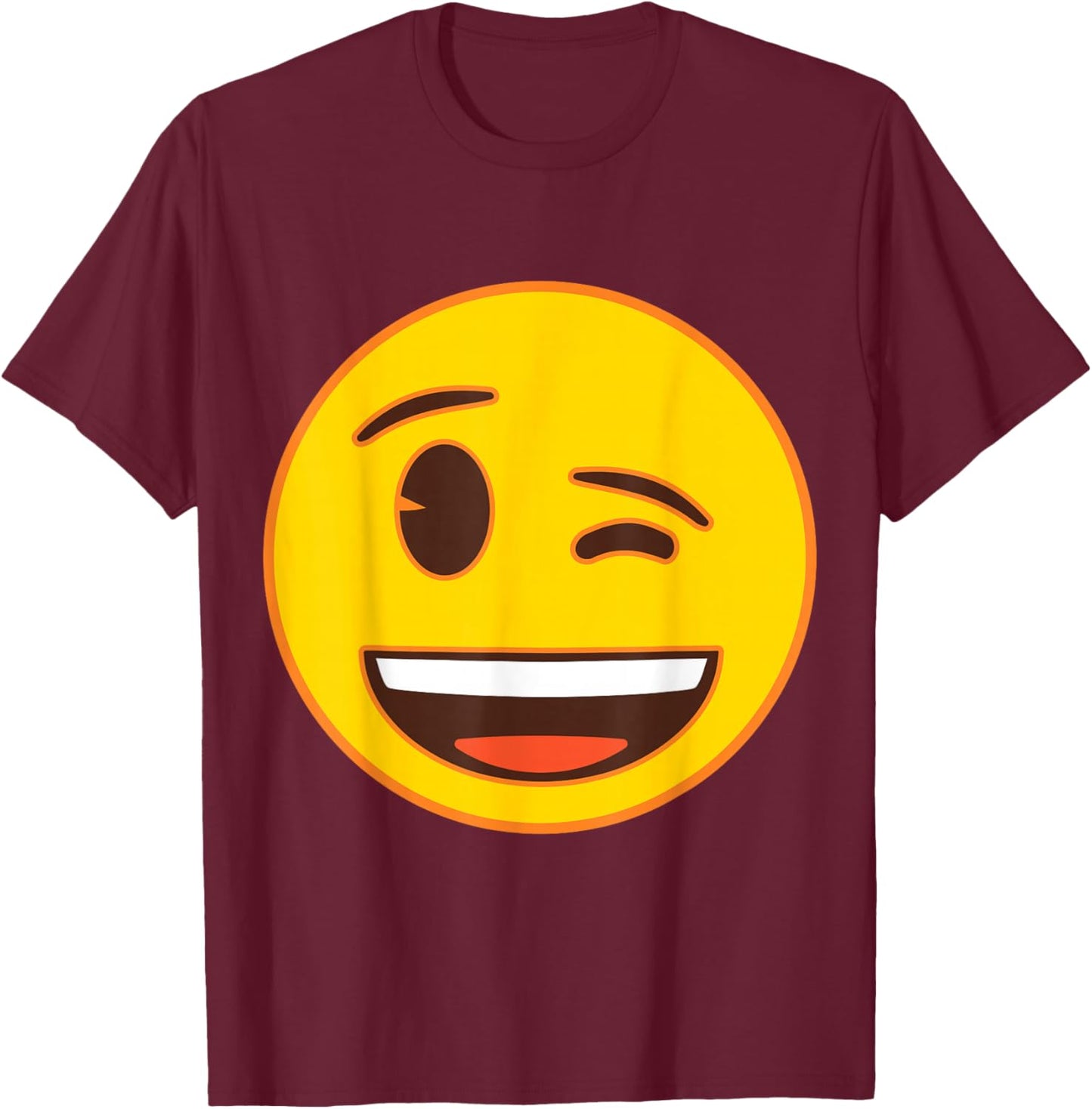 Official Emoji Wink Winking Yellow Smile Face T-Shirt - T-Shirt | Maroon