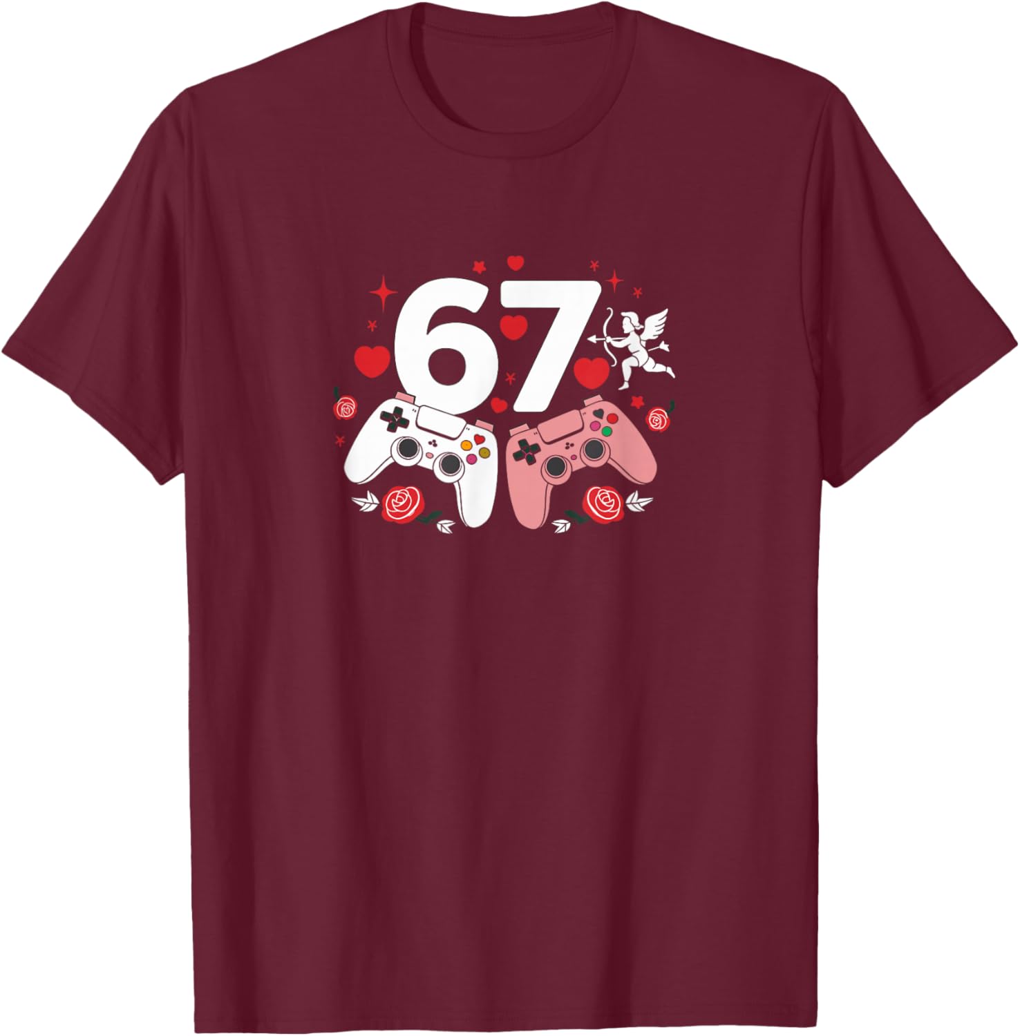 Valentines | Funny 6 Gamer 7 | Valentines Day T-Shirt - T-Shirt | Maroon