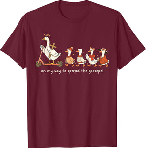 Funny Goose Fall Christian On My Way to Spread Goosepel T-Shirt - T-Shirt | Maroon