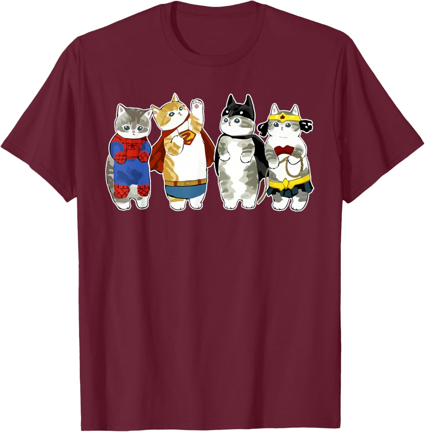 Superhero Cats Kitten Kitty Cats Lover Super Kitten Funny T-Shirt - T-Shirt | Maroon