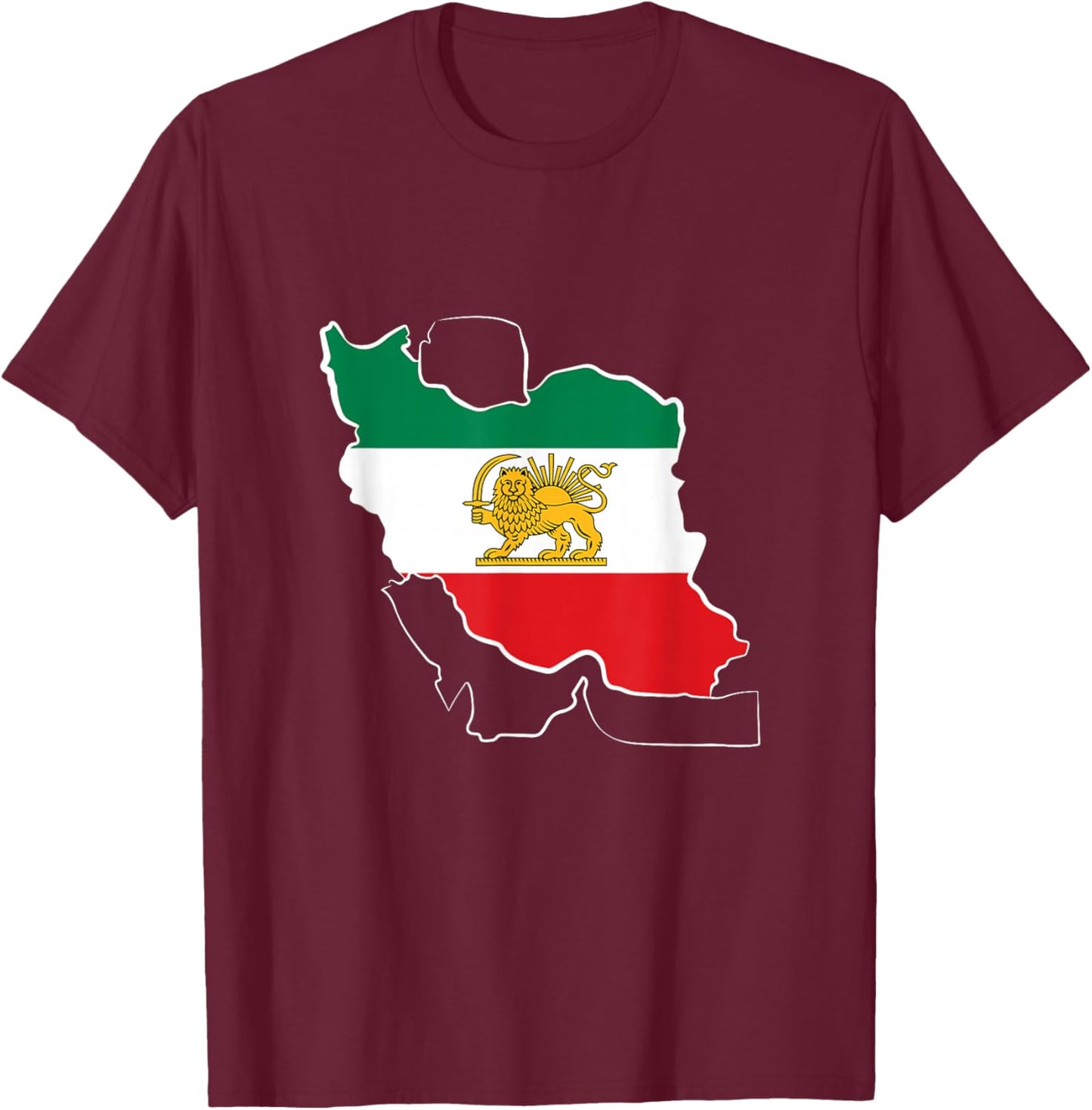 Lion and Sun - Shir Khorshid -Iran Flag- Persian T-Shirt - T-Shirt | Maroon