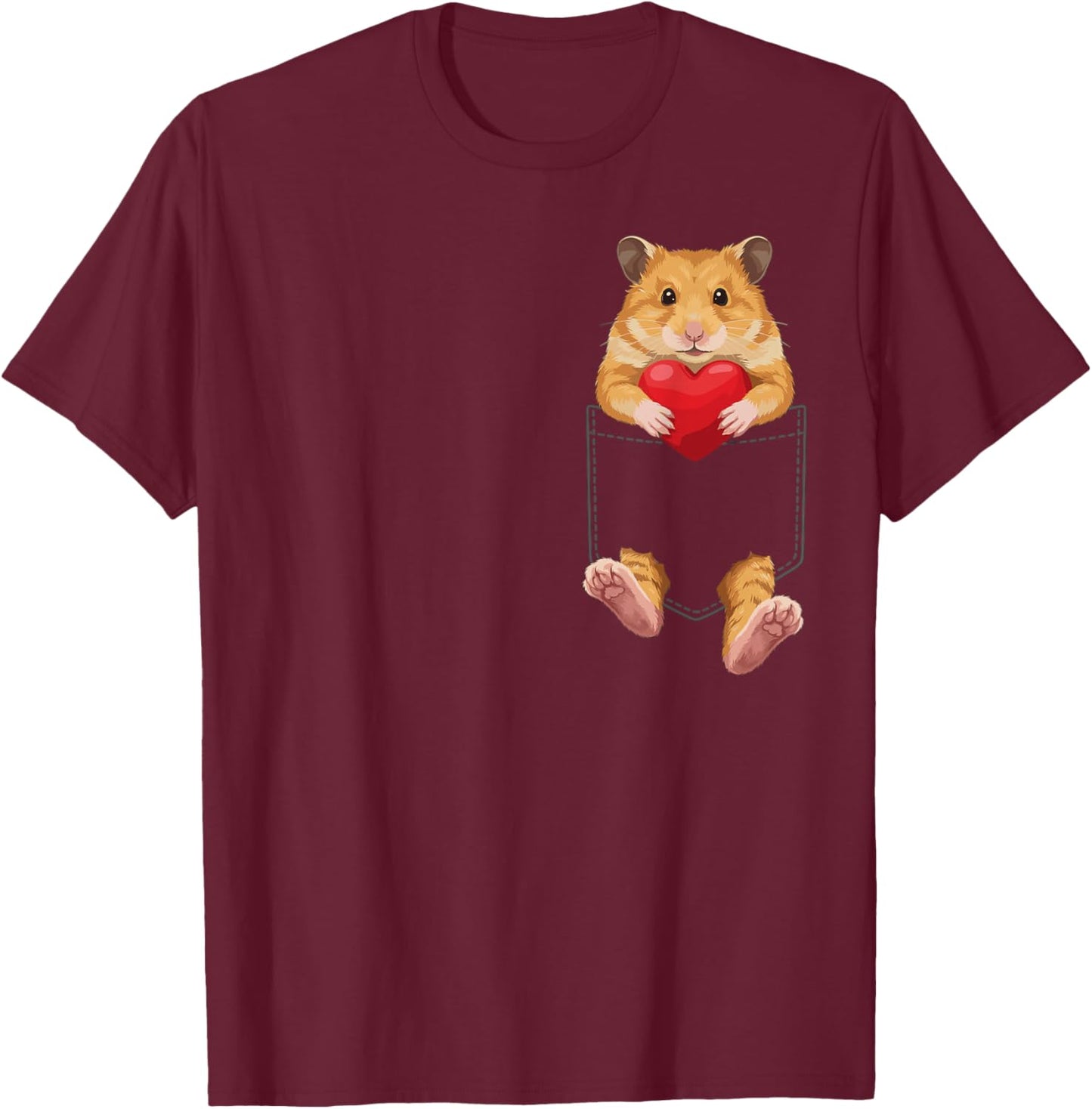 Hamster in Pocket Rodent Pet Lover Design Valentines T-Shirt - T-Shirt | Maroon