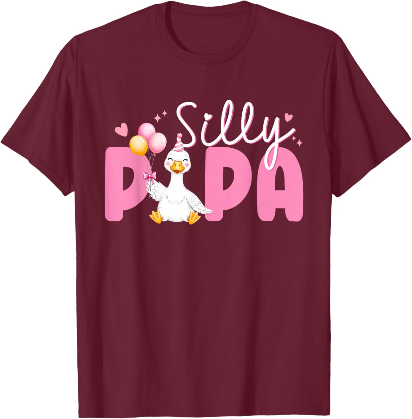 Silly Papa Goose Papa 1st Birthday Family Matching Party T-Shirt - T-Shirt | Maroon
