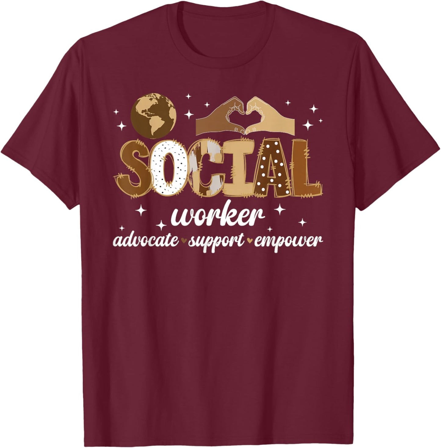 Black Social Worker Advocate Support Melanin Social Workers T-Shirt - T-Shirt | Maroon