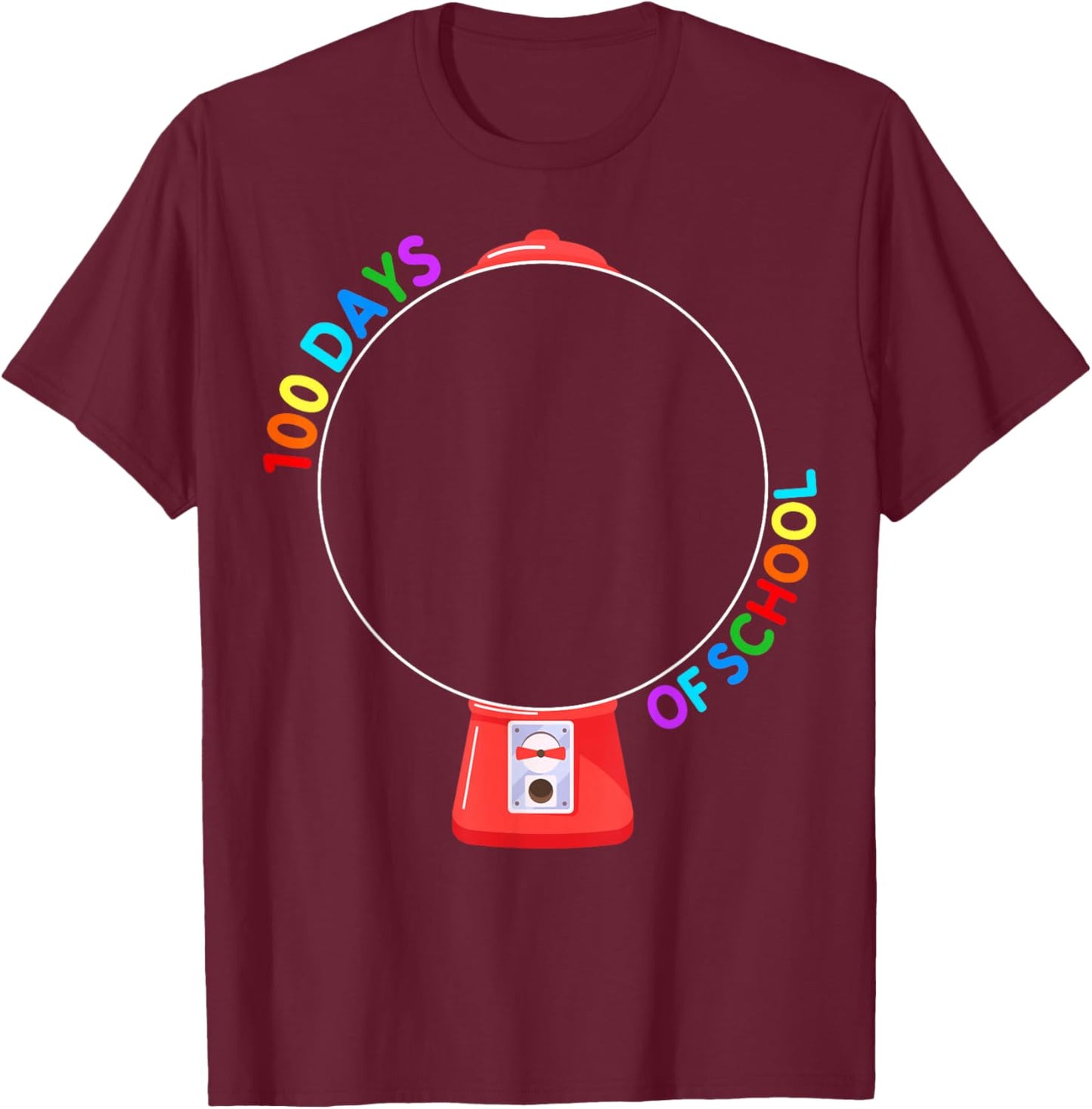 100 Days of School Gumball Machine 100th Day of School Kids T-Shirt - T-Shirt | Maroon