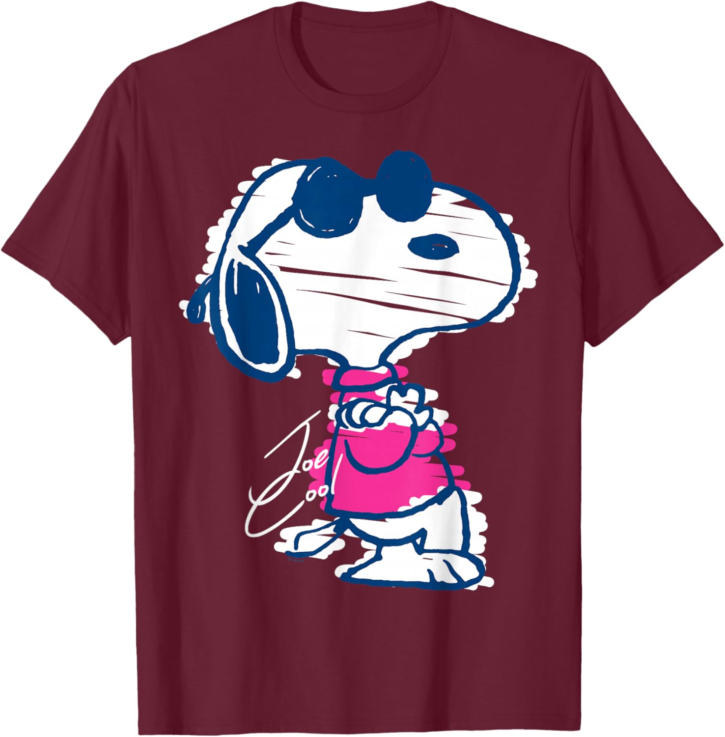 Joe Cool Snoopy Scribble Style T-Shirt - T-Shirt | Maroon