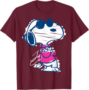 Joe Cool Snoopy Scribble Style T-Shirt - T-Shirt | Maroon