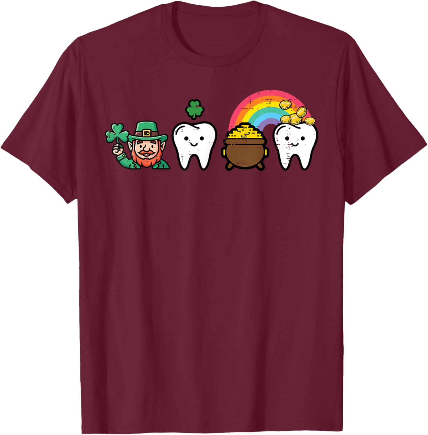 St Patricks Day Dentist Teeth Saint Pattys Dental Women Men T-Shirt - T-Shirt | Maroon