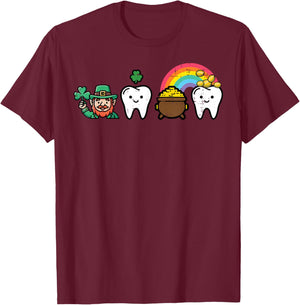 St Patricks Day Dentist Teeth Saint Pattys Dental Women Men T-Shirt - T-Shirt | Maroon