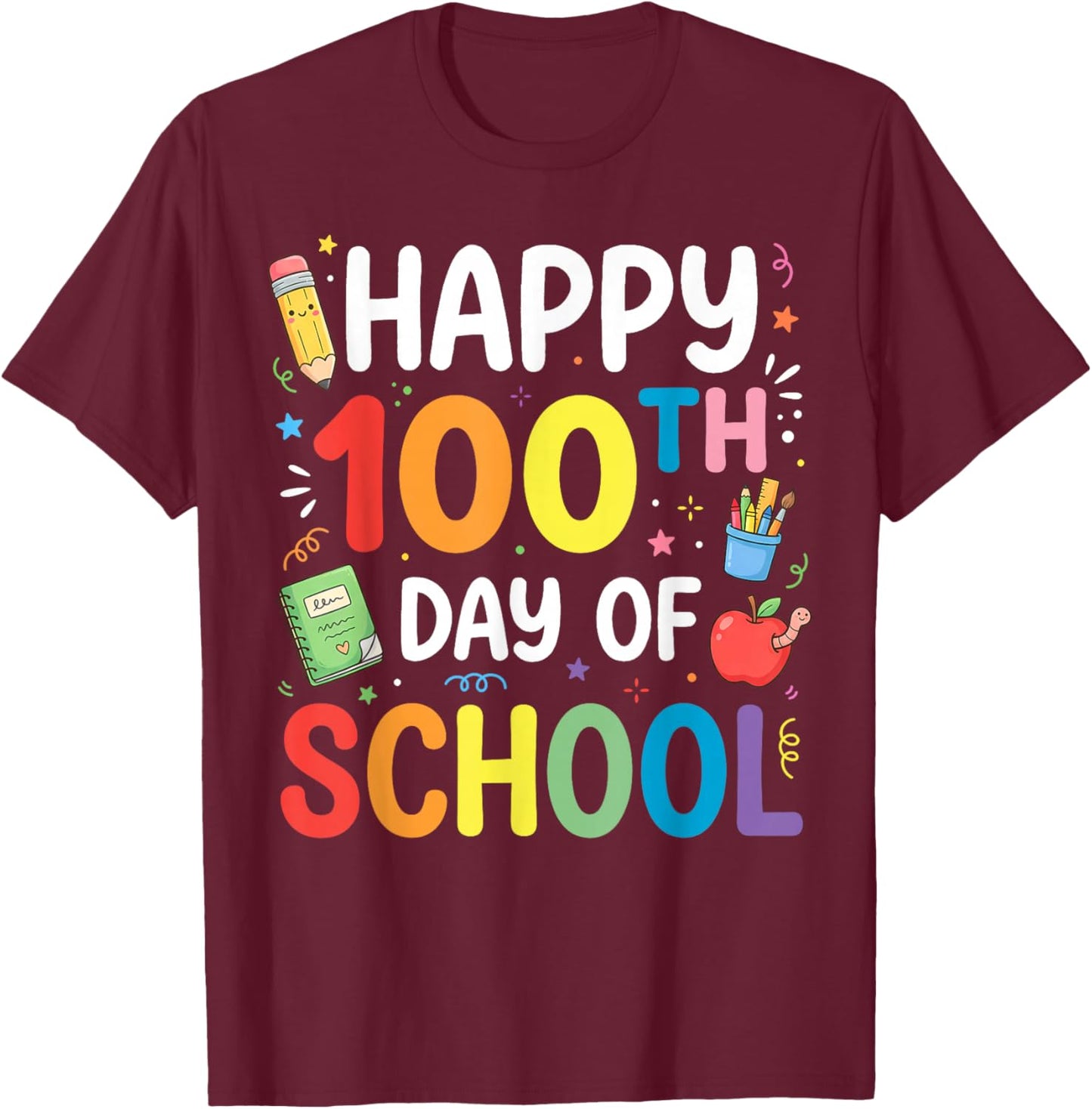 100 Days of School Teacher and Student T-Shirt - T-Shirt | Maroon