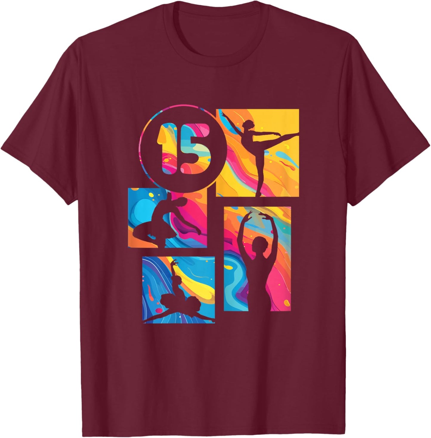 15th Birthday Girl Ballet Dancer Retro Ballerina 15 Year Old T-Shirt - T-Shirt | Maroon