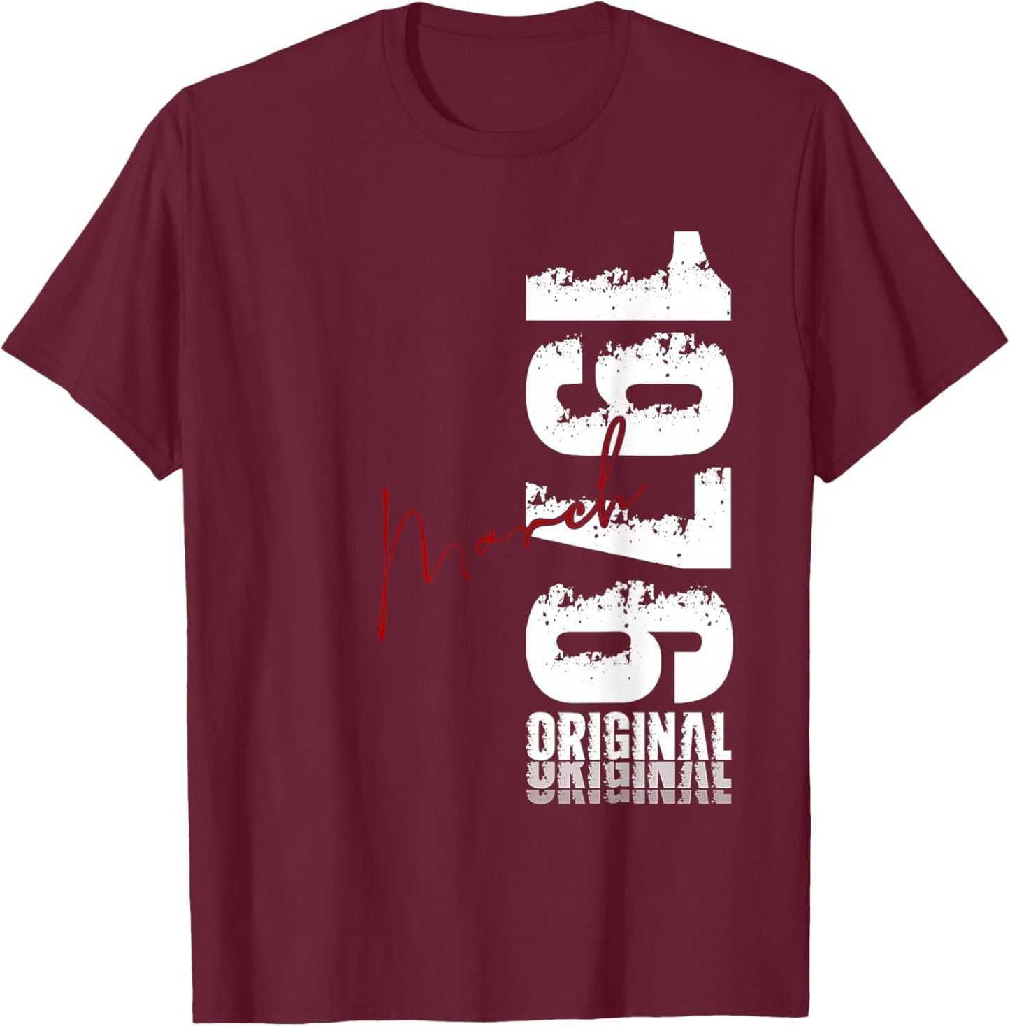 50th Birthday Gift Men Women Vintage March 1976 T-Shirt - T-Shirt | Maroon